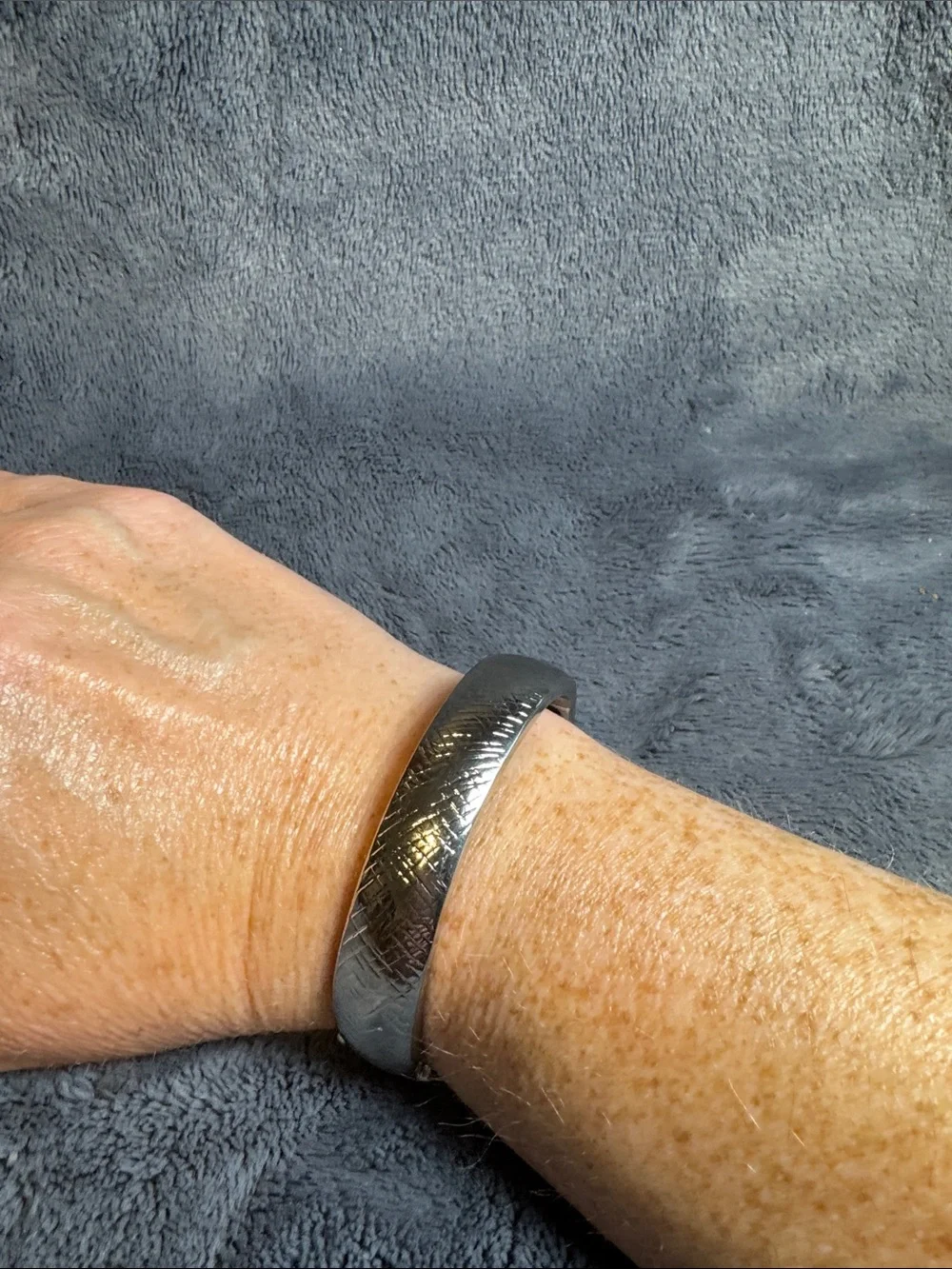 Classic Textured Metal Cuff Bracelet in Silver